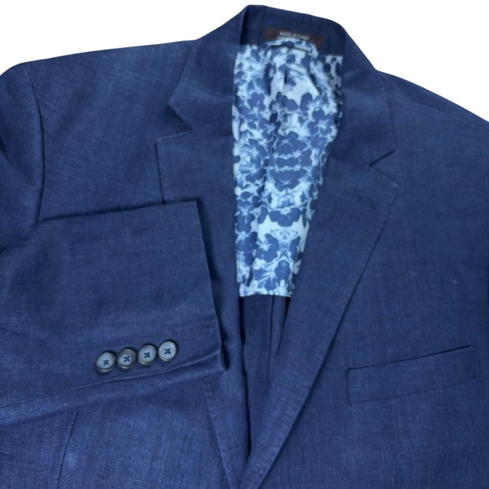 Black Brown 1826 100% Linen Blazer Men 43R Navy Blue Sport Jacket Coat Slim Fit